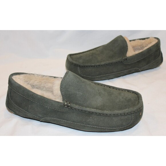 NWOB UGG MEN\'S ASCOT SUEDE SHEARLING LINED SLIPPERS GREEN 7 main image 4